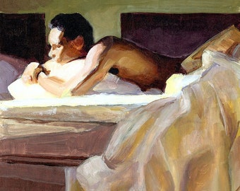 Waking Up, 8.5x11, Interior with Male Figure, poster.