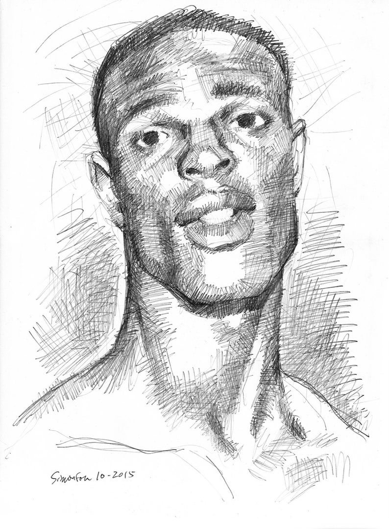 1151003 I'm Serious 11x17 Pencil Portrait of Black Man - Etsy