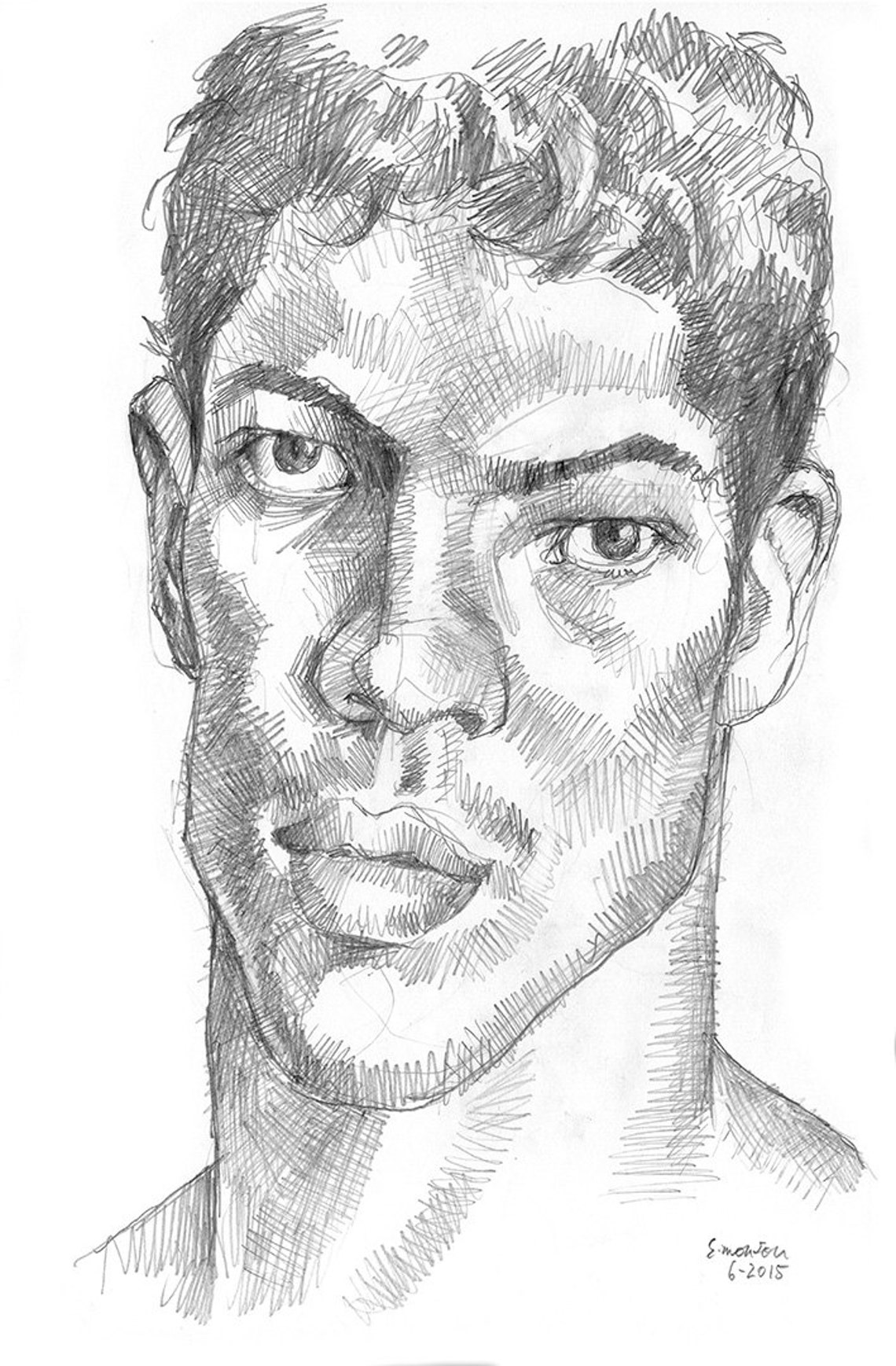 Young Boxer 11x17 Pencil Drawing Expressionist Portrait of - Etsy