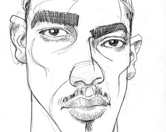 Portrait of Young Black Man portrait drawing 11x17