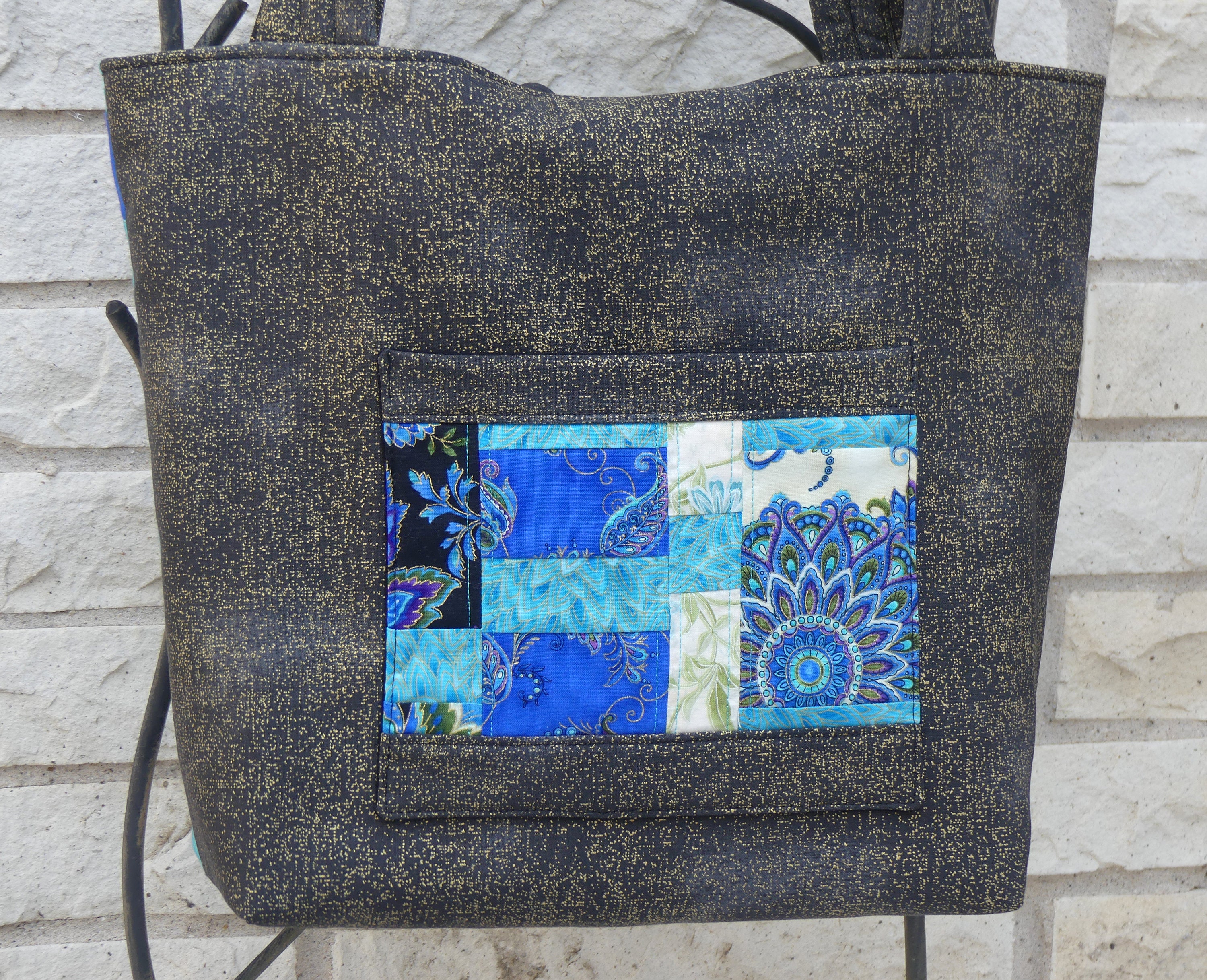 Quilted Tote Bag - Asian-inspired Teals #3 - Etsy