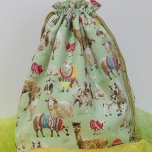 Yarn Project Bag -  Sheep with Sweaters  & Alpacas Squared Bottom #2