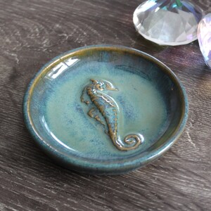 Ceramic Seahorse Trinket Dish in Turquoise Handmade Sea Ceramic Pottery Jewelry Dish Ocean Clay Art image 5