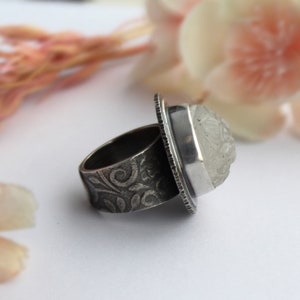 Fits Size 7.5 Crystal Garden Ring Carved Botanical Quartz Ring with 14K Gold Sterling Silver Flower Jewelry Crystal Ring image 4