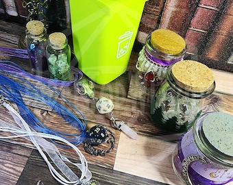 Gatcha trash can- mystery Dice jar and necklace