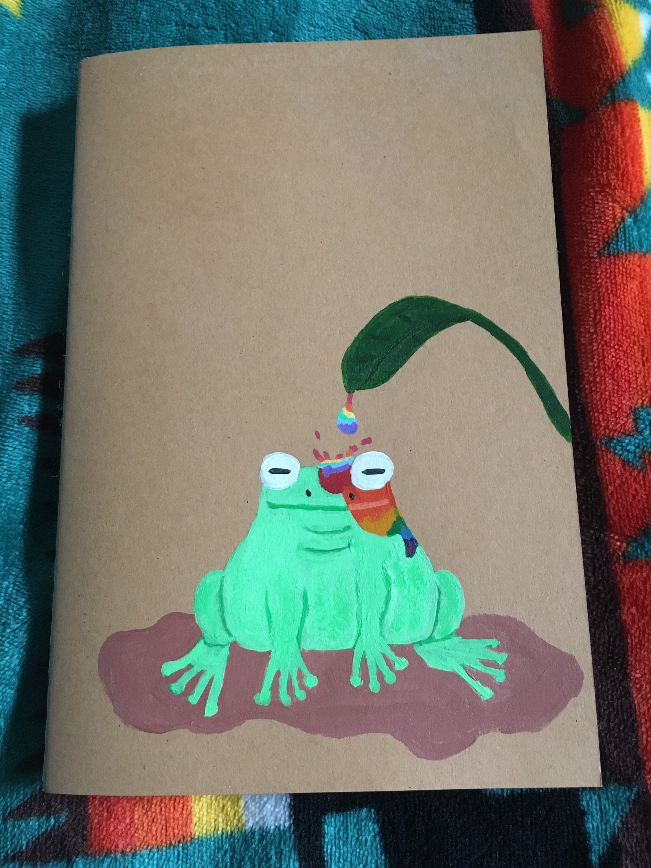 Hand painted journal Rainbow Frog frog journalkraft Etsy