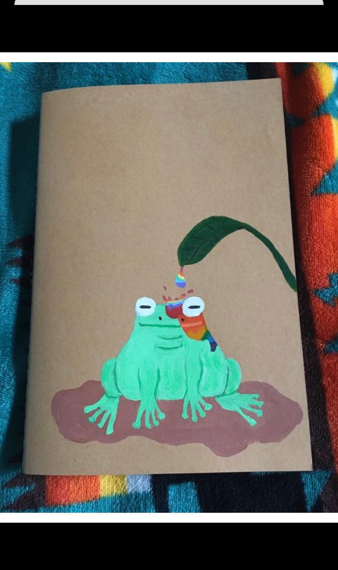 Hand painted journal Rainbow Frog frog journalkraft Etsy