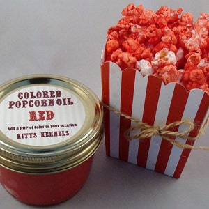 Fiesta de palomitas de maíz aceite de color rojo