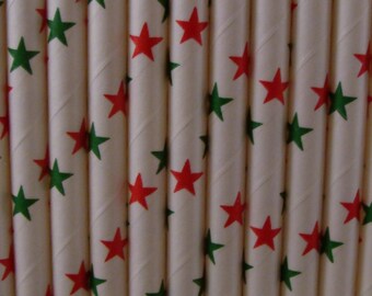 Holiday Star Paper Straws Qty 25