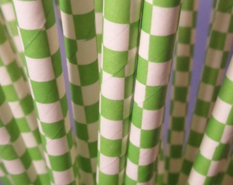 Checkered Paper Straws  Qty 50