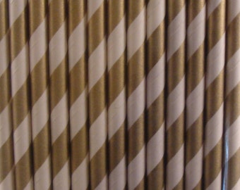 Striped Paper Straws ( Gold or Silver ) Qty 50