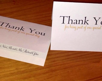 10 "Thank You" Card to wedding vendors and staff. From the New Mr and Mrs.
