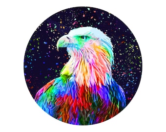 Colorful Bald Eagle Hawk America USA Sticker Phone Case Bumper Decal #RS35