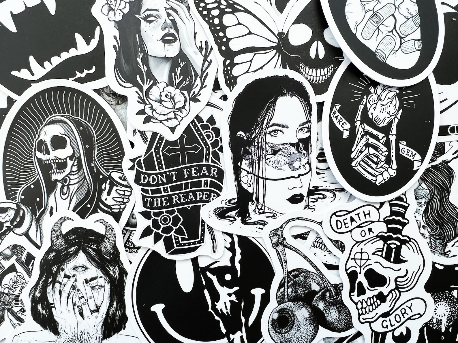 100 Cool Black and White Goth Laptop Stickers Dark Skull - Etsy