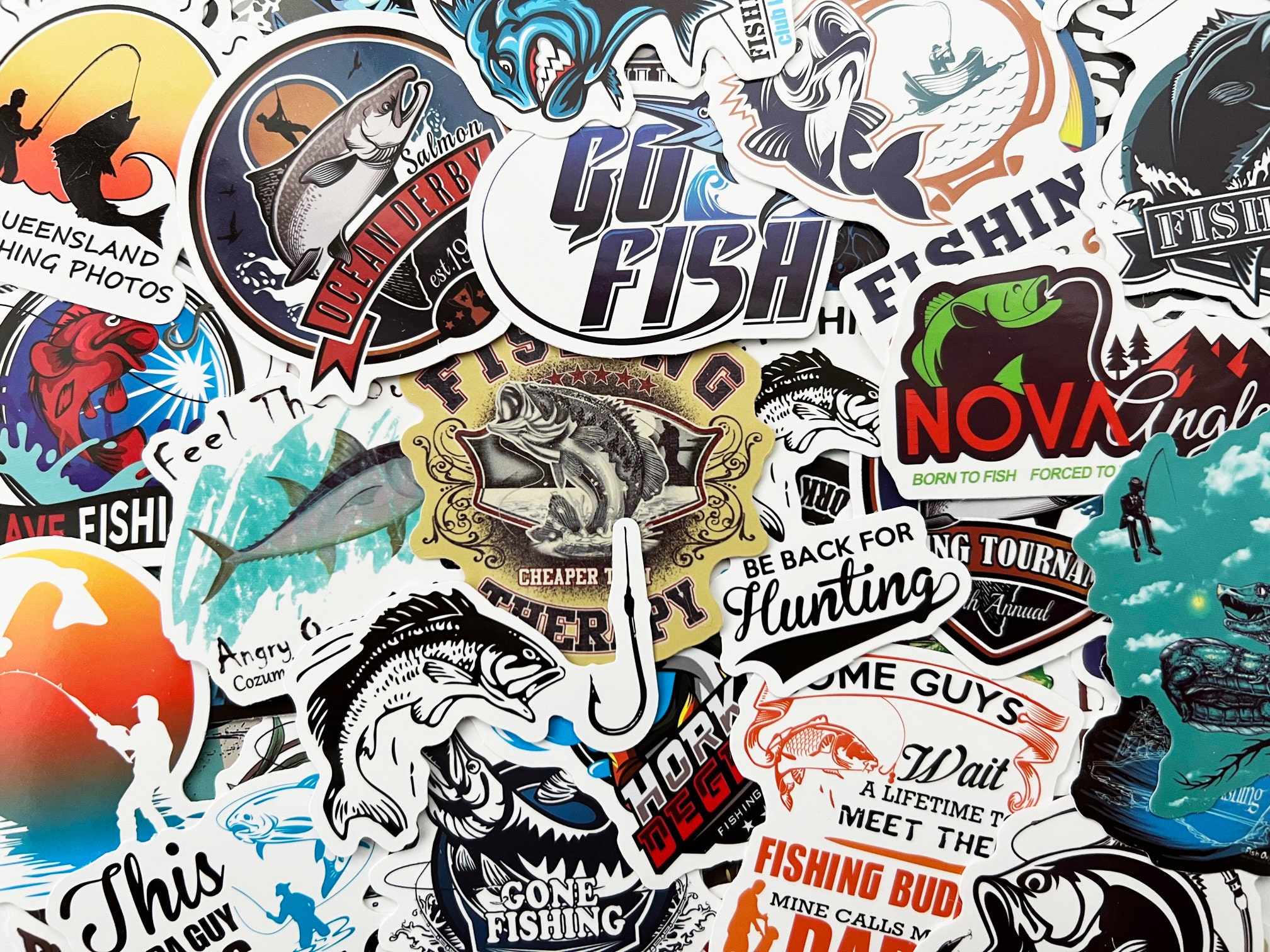100 Fish Fishing Stickers Pack for Fishermen Tackle Box Dads Boat Car  Laptop Decals 