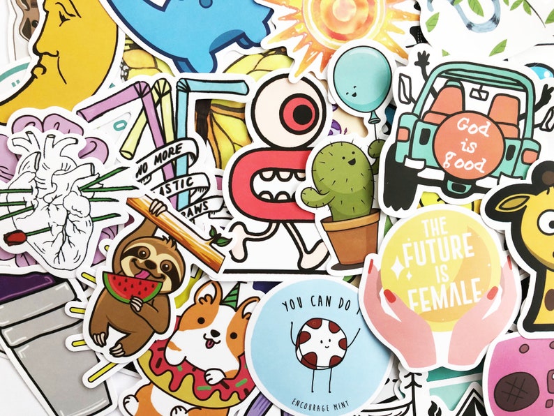 75 Cute Mixed Colors Sticker Lot Book Fun Pack Laptop Car Decals image 3