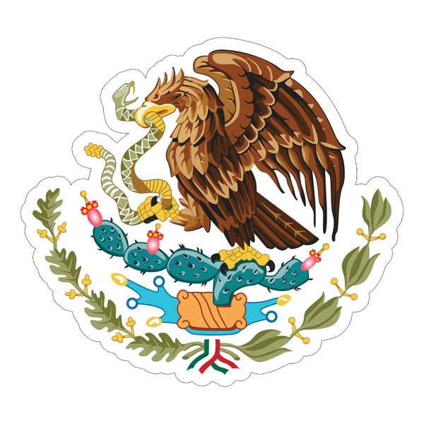 Mexican Flag Coat Of Arms Eagle With Snake Hawk Bird Sticker 3 Inch Decal