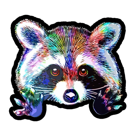 Cute Baby Raccoon Colorful Trash Panda Sticker 3 Inch Decal Etsy