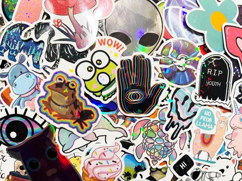 50 Random Reflective Stickers Pack Hardhat Suitcase Decorations - Etsy