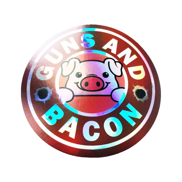 Shiny Guns and Bacon 2A Second Amendment Gun Rights NRA Sticker 3 Inch Laptop Decal