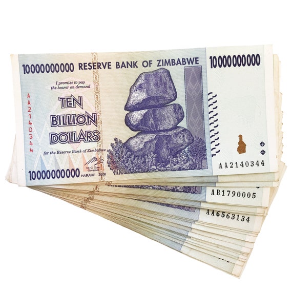 Zimbabwe One 10 Billion Dollar Bill Banknote Paper Money Etsy