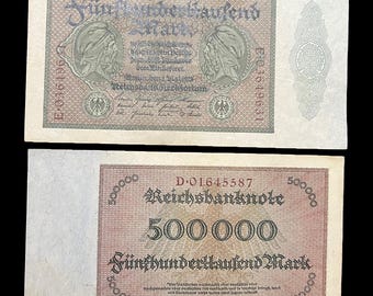 Tyskland 500 000 Mark 1923, efter första världskriget, före andra världskriget, sedel, världspapperspengar, Kaiser