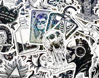 10-100 Cool Holographic & Reflective Sticker Pack Gothic Themes