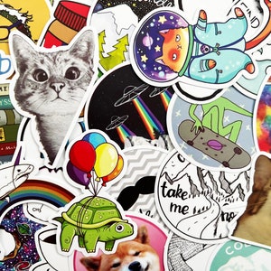 100 Varied Colors Cool Sticker Lot Book Fun Pack Laptop Car Alien Decals