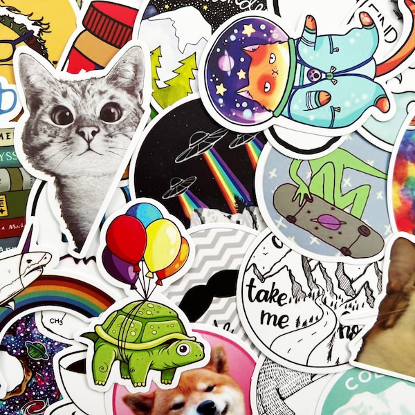 100 Varied Colors Cool Sticker Lot Book Fun Pack Laptop Car Alien Decals