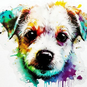 Colorful Terrier Dog Face 3 Inch Transparent Sticker Cute Puppy Decal