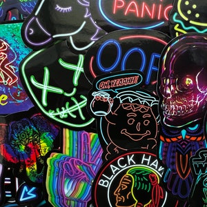 100 Variety Neon Style Stickers Decals for Phone Laptop Decoration Fun ...