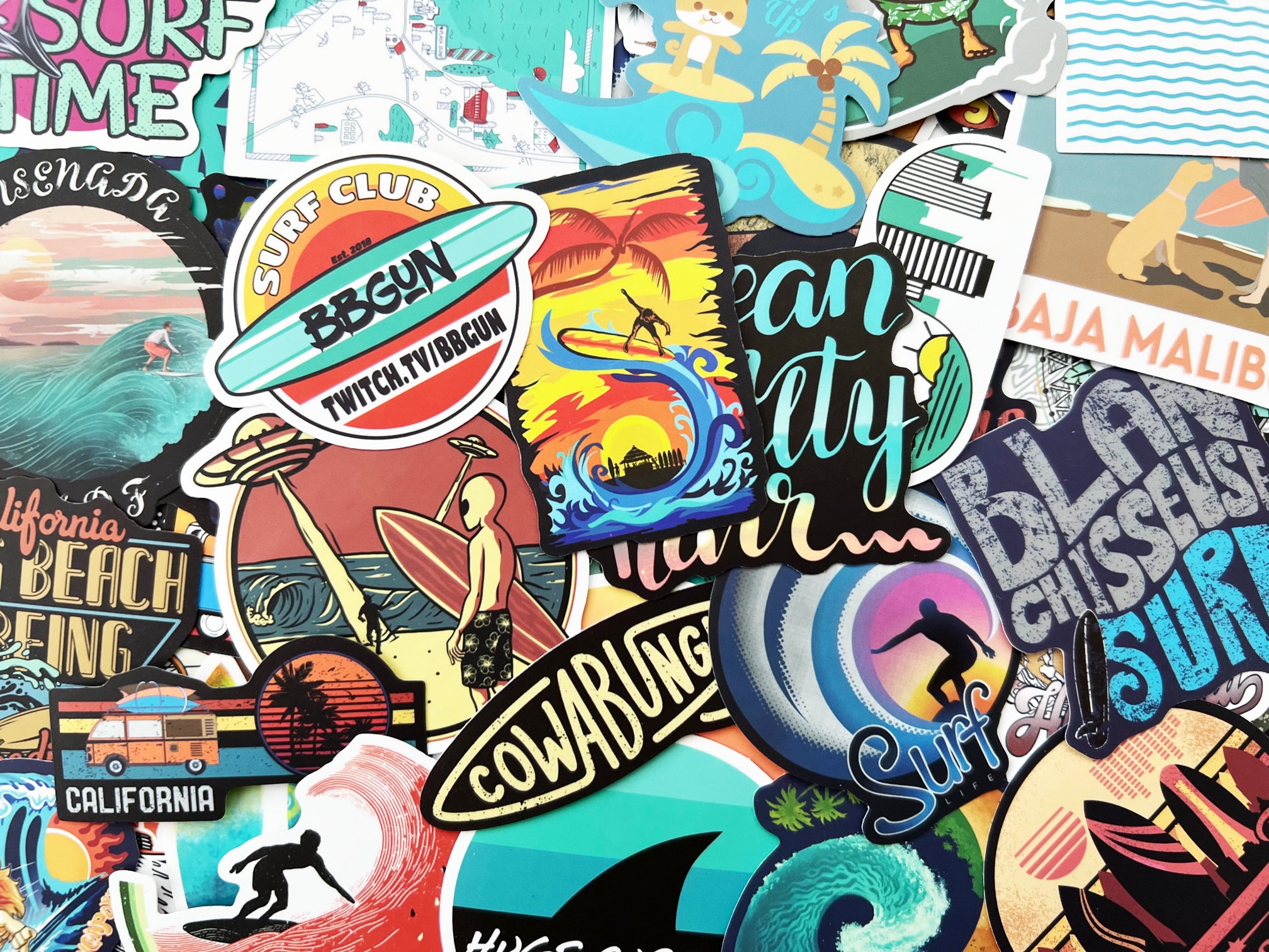 100 Surfing Ocean Stickers Pack Longboard Laptop Car Decals - Etsy