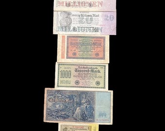 1910-1937 Germany 1-50 Million Mark Banknote Set Cash Bills WW2 War Relic