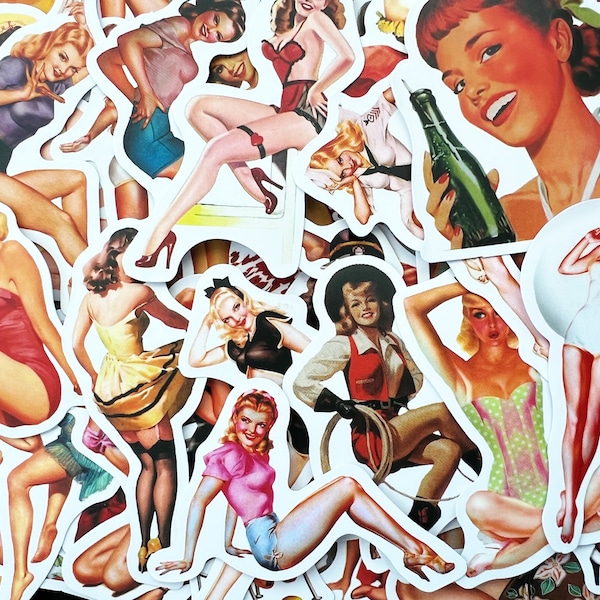 50 Retro Pin Up Girls Sticker Pack Frauen Vinyl Decals Old Fashion