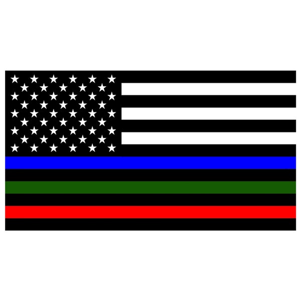 Blue Green Red Lives Matter Flag Sticker 5x3 Inch Police Military Firefighter Decal