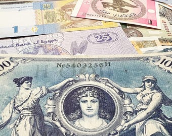 100+ Year Old Banknotes & Modern World Paper Money 30 Note Lot Set Currency Cash
