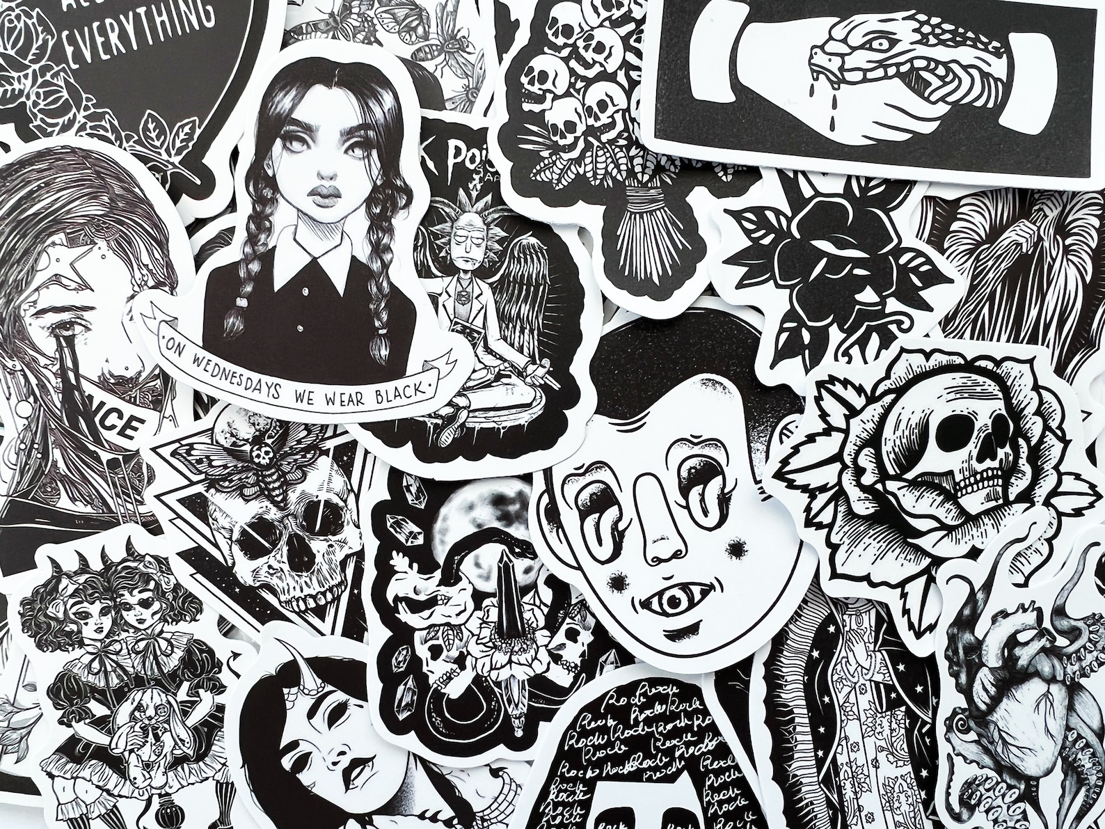 100 Cool Black and White Goth Laptop Stickers Dark Skull - Etsy