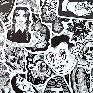 100 Cool Black and White Goth Laptop Stickers Dark Skull Tattoo Decals ...