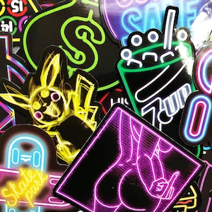 50 Variety Neon Style Stickers Fun Decals