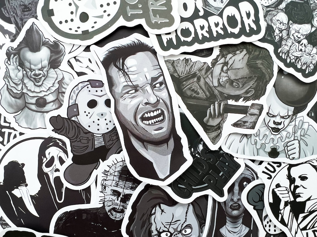 100 Horror Movie Black and White Gothic Laptop Stickers Dark Tattoo