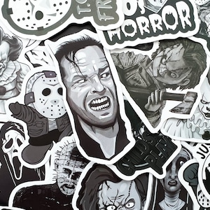 100 Horror Movie Black and White Gothic Laptop Stickers Dark Tattoo Goth Decals