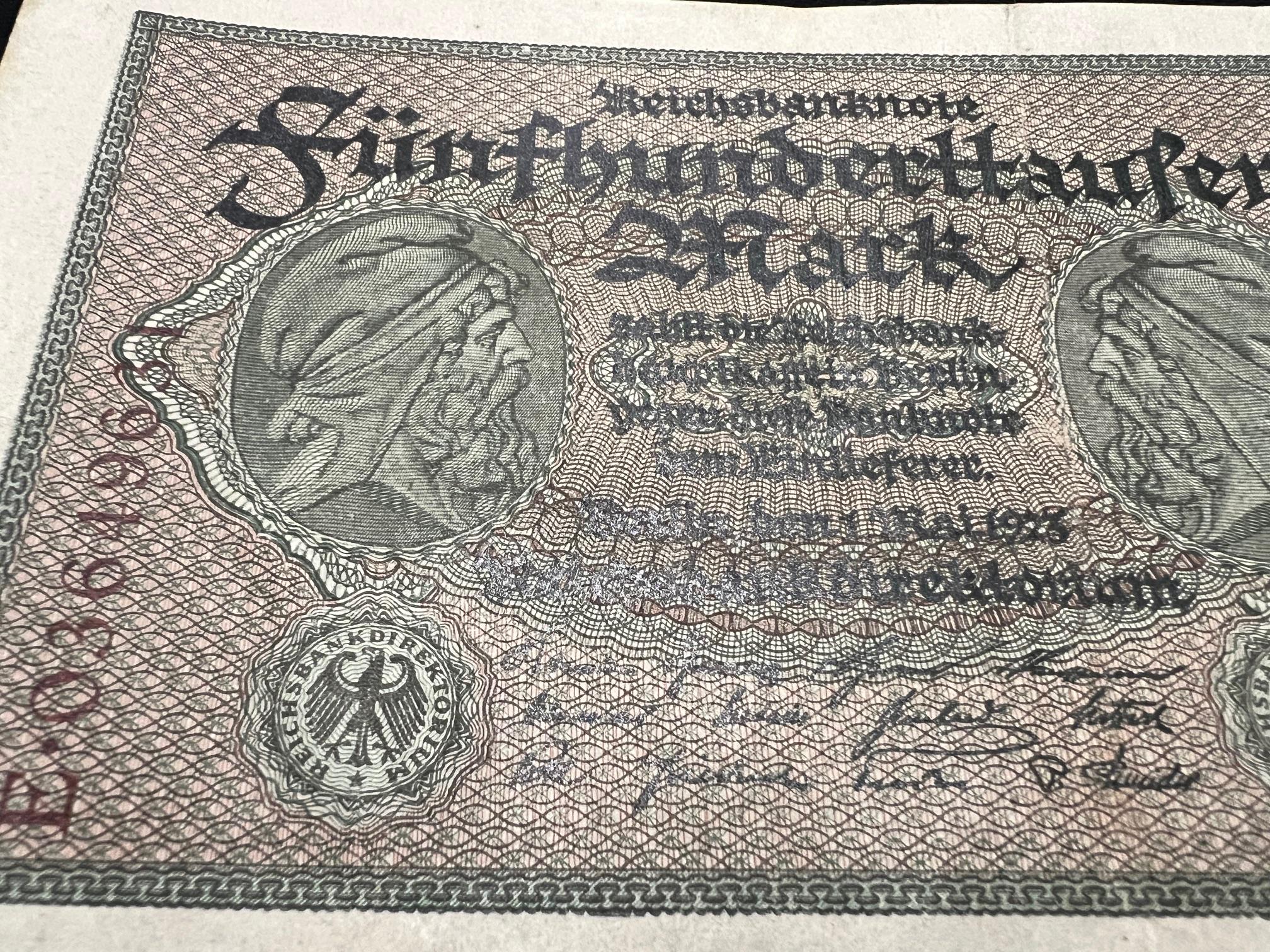 1923年 ドイツマルク紙幣 1923年 ドイツ 50万マルク 第一次世界大戦後 第二次世界大戦前 紙幣