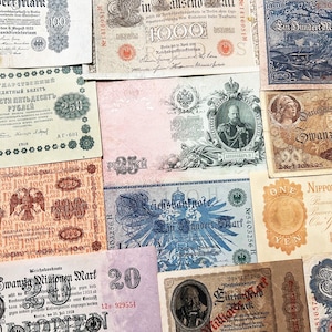 100+ år gamla 5 slumpmässiga vintagesedlar antika pengar set valuta kontanter gåva bild 4