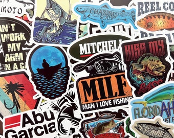 100 Fish Fishing Stickers Pack For Fishermen Tackle Box Dads Boat Car Laptop Decals