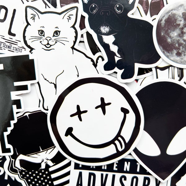 50 Variety Black and White Cool Laptop Gothic Stickers Tattoo Goth Decals