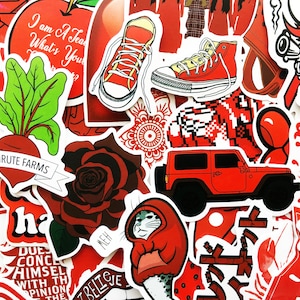 50 Red Sticker Pack Water Bottle Hydroflask Set - Etsy