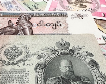 100+ Year Old Banknotes & Modern World Paper Money 57 Note Lot Set Currency Cash