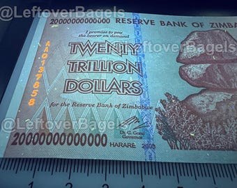 Zimbabwe 20 Trillion Dollar Banknote Money UNC Currency Hyperinflation Bill