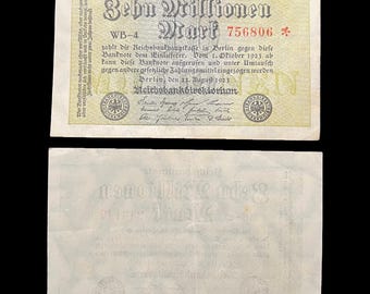 Tyskland 10 miljoner mark Berlin första världskriget sedel, 1923, Kaiser