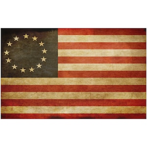 Vintage Old Look Betsy Ross 13 Stars American Aged Flag Sticker 5x3 Inch Decal